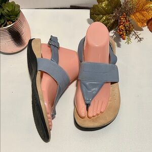Blue and Tan Women's Sandals